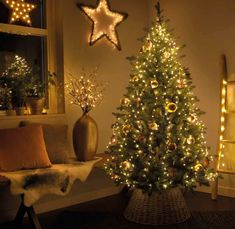 a decorated christmas tree in a living room