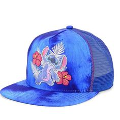 a blue trucker hat with a koala on it