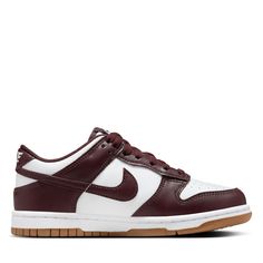 * Leather upper   * Padded low-cut collar   * Foam midsole   * Rubber outsole   * Perforated toe box   * Color: White/Burgundy Crush/Gum Light Brown   * Style: HJ9282-100 Womens Dunks, Dunks Red, Shoes Dunks, Dunks Low, Tom Ford Eyewear, Team Red, Heritage Fashion, Nike Acg, Aarhus