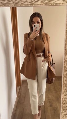 Networking Event Outfit, Event Outfit Ideas, Female Lawyer, Casual Work Outfits Women, Lawyer Outfit, Business Casual Outfits For Work, Brown Blazer, Event Outfit