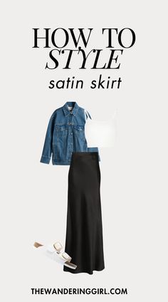 16 Amazing Satin Skirt Outfits Everyone Is Obsessed With - The Wandering Girl Blue Silk Skirt Outfit, Satin Black Skirt Outfit, Silk Maxi Skirt Outfit, Black Silk Skirt Outfit, Black Satin Skirt Outfit, 2023 Summer Outfits