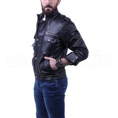 About Robert Black Leather Biker Jacket Remember what Schwarzenegger wore for his role in terminator? Well, wear this jacket, and you won’t look anything less than the multiple time winner of Mr. Olympia. The jacket has a glossy finish and gives you the luxury of both a button-up design and zippers. On top of that, you get a heavenly fitting with cow leather that is both soft and durable. The versatile design works with everything from your everyday slim fit jeans to your semi-casual chinos and loafers. Fold your sleeves and button up your coughs to show off your leather strapped watches and wristbands. Slim fitting Added decorations with zippers and pockets. Fall Biker Leather Jacket With Multiple Pockets, Leather Biker Jacket With Flap Pockets, Moto Leather Jacket With Pockets, Winter Leather Jacket With Pockets For Biker Events, Fitted Leather Jacket With Multiple Pockets, Long Sleeve Biker Leather Jacket With Flap Pockets, Biker Leather Jacket With Flap Pockets, Leather Biker Jacket With Multiple Pockets, Winter Biker Jacket With Pockets For Biker Events