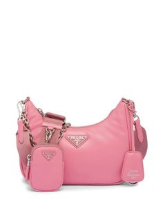 Prada Re-Edition Padded Shoulder Bag - Farfetch Pink Prada, Prada Gifts, Prada Re Edition 2005, Prada Re Edition, Nylon Shoulder Bag, Bag Prada, Pretty Bags, Triangle Logo, How To Make Handbags