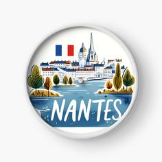 a clock with the words nantes painted on it