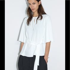 New With Tags Price Is Firm #Mm213 Chic Zara Tops For Daywear, Modern Formal Blouse For Spring, Modern Formal Spring Blouse, Modern Formal Spring Tops, Classic White Zara Blouse, Modern Zara Tops For Summer, Elegant White Tops For Work, Elegant Short Sleeve Blouse For Brunch, Elegant White Tops For Workwear