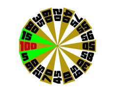 an image of a spinning wheel with the words 100 on it and numbers in different colors