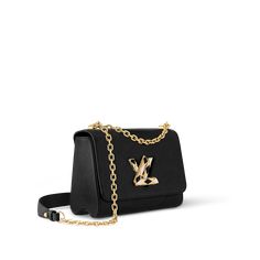 LOUIS VUITTON® - Twist Mm - Black Lv Twist, Ballerina Pumps, Cheap Bags, Louis Vuitton Official, Buckle Shoes, Monogram Bag, Silver Jewelry Fashion, Essential Items, Louis Vuitton Twist