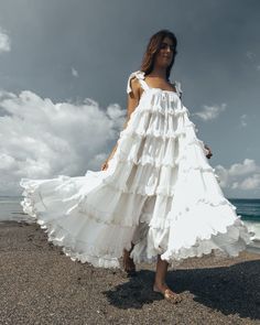 Layered Dresses, Oversize Dress, Summer Dresses For Wedding Guest, Frill Dress, White Dress Summer, Layer Dress, Dress Cotton