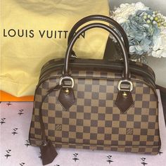 Louis Vuitton Duomo In Damier. Orange Lining, Has A Side Pocket For A Cellphone, Comes With Lock, Keys, Dust Bag And Original Box. Nwt Original Box, Louis Vuitton Bag, Dust Bag, Bag Lady, Louis Vuitton, Orange, Color