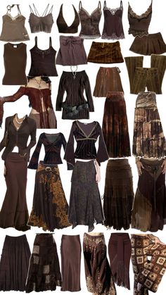 Dark Bohemian Outfits, Brown Whimsigoth, Earthy Goth, Woodland Goth, Whimsigoth Fashion, Whimsigoth Outfits, Witchy Wardrobe, 70s Grunge, Thrift Ideas