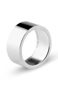 This essential sterling silver band ring with a wide design and minimal style adds dapper shine to your look. Sterling silver Made in France Minimalist Sterling Silver Wide Band Ring For Formal Events, Minimalist Sterling Silver Wide Band Ring For Formal Occasions, Modern White Gold Wide Band Ring In Sterling Silver, Modern Wide Band Ring With Polished Edges, Modern Wide Band Ring In White Gold Sterling Silver, Minimalist Polished White Gold Wide Band Ring, Modern White Gold Wide Band Ring For Gift, Modern White Gold Wide Band Ring Gift, Modern White Gold Wide Band Ring As Gift