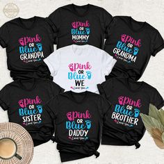 Custom Gender Reveal Family Matching Party Shirts, Pink Or Blue Mommy Loves You Group Tshirt, Baby Shower Team Tee, Baby Announcement Shirts. Welcome to BestMomentTees! Step into a world of comfort and style with our handmade shirts from the renowned Bella Canvas brand. The solid colors are 100% pure cotton, while the delightful heather colors are a charming blend of 52% cotton and 48% polyester. 🍃 Each shirt is a true labor of love, meticulously created using the innovative DTF printing method Cheap Custom Print T-shirt For Gender Reveal, Shirts For Gender Reveal Party, Cute Letter Print T-shirt For Gender Reveal, Pink Tops With Funny Text For Gender Reveal, Funny Black Tops For Gender Reveal, Pink T-shirt With Funny Print For Gender Reveal, Blue Text Print T-shirt For Mother's Day, Black Crew Neck Top For Gender Reveal, Pink Family Matching T-shirt For Gender Reveal