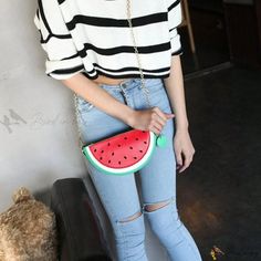 Bird in Bag - Charming Fruit-Inspired Crossbody Bag - Watermelon Lemon Design, Stylish Chain Shoulder Purse for Women Trendy Summer Fashion Bags, Trendy Summer Bags, Green Summer Shoulder Bag, Summer Green Shoulder Bag, Green Shoulder Bag For Summer, Hobo Bag Patterns, Watermelon And Lemon, Lemon Design, Womens Sling Bag