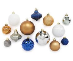 an assortment of different colored and shiny christmas ornaments on a white background with clipping for text