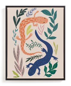 This enchanting fusion of nature and artistry will infuse any space with tranquility and charm. Finding Salamanders as a child always sparks that wonderful feeling of nostalgia. I hope to add this type of nostalgia and beauty to any space with this art print. Botanical Minimalist, Kids Art Print, Kids Canvas Art, Orange Bedroom, Plants Print, Teen Art, Playroom Wall Decor, Kids Wall Decor, Animals Art