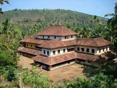 an aerial view of a house in the jungle