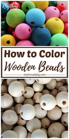 how to color wooden beads with text overlay