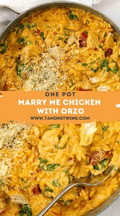 Chicken With Orzo, Marry Me Chicken Recipe, Chicken And Pasta, Marry Me Chicken, Orzo Recipes, Chicken Orzo, Tuscan Inspired, One Pot Dinner