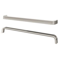 two stainless steel handles are shown against a white background