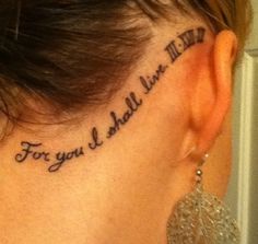 a woman with a tattoo on her neck that says for you i shall never forget