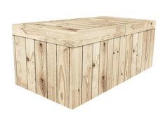 a large wooden box sitting on top of a white background