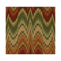 an orange, green and red rug with zigzag pattern