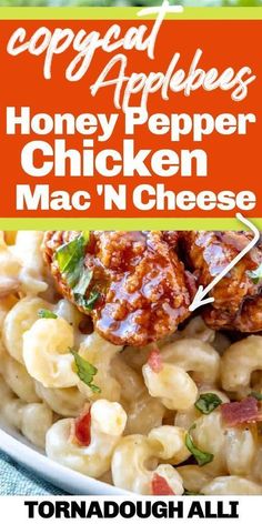 an advertisement for macaroni and cheese with the words copy appeal apples honey pepper chicken mac n'cheese