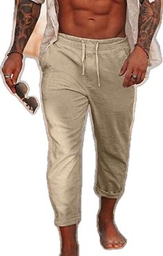 Khaki Bottoms For Leisure In Summer, Khaki Bottoms For Summer Leisure, Casual Khaki Bottoms For Beach Season, Trendy Summer Leisure Pants, Casual Drawstring Pants For Beach Season, Casual Stretch Summer Pants, Casual Beach Season Pants With Drawstring, Casual Beach Pants For Leisure, Casual Summer Pants With Drawstring