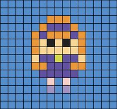 A small pixel art template of Daphne Blake from Scooby-Doo. Scooby Doo Perler Beads, Scooby Doo Pixel Art, Pixel Art Small Cute, Cute Small Pixel Art, Pixel Art Facil, Pixel Beads, Easy Perler Beads Ideas