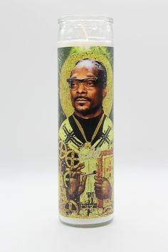 Fo’ shizzle. Unscented, tall candle. Candle orders are processed and shipped in an estimated 3-5 business days. Please email us at: info@shopbobbyk.com for bulk order discounts. Saint Candles, Dog Candle, Light Em Up, Candle Candle, White Candle, Snoop Dog, Prayer Candles, Tall Candle, Art Parody