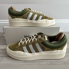 Selling: Men's Bad Bunny X Adidas Campus Light 'Wild Moss' Wild Moss / Blue Tint / Cream White Size 12 Shoes New W/ Box Style #: Id7950 Shoes Are 100% Authentic And Brand New With Box. They Were Purchased On Ebay And Still Have The Authentication Tag On Them As Pictured. Retail: $160.00+ Tax $270.00 Buy It Now Adidas Tech, Adidas Tubular Doom, Adidas Shoes Superstar, Clothes Items, Superstars Shoes, White Running Shoes, Purple Shoes, Adidas Originals Mens, Adidas Campus