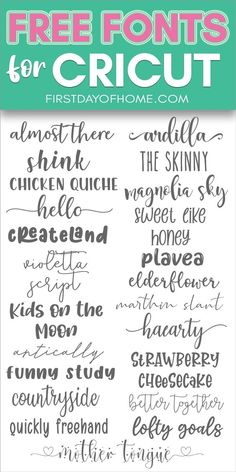 the free font set for cricut is shown in this image with text that reads,