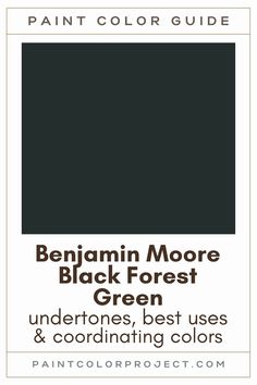 the pantone color guide for black forest green is shown in this image, and it has