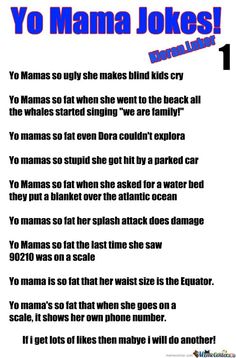 a poem with the words yo mama jokes