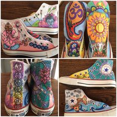 Hand Painted Lace-up Leather Custom Sneakers, Casual Hand Painted High-top Sneakers, Fun Hand Painted High-top Sneakers, Artistic Hand Painted High-top Custom Sneakers, Tie Dye Converse, Artistic Hand Painted Slip-on Custom Sneakers, Painted Shoes Diy, Shoe Makeover, Custom Kicks