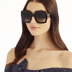 New Gucci Gg0053sn 001 Black Gray Oversized Square Gradient Sunglasses Brand: Gucci Model: Gg00053sn Color Code: 001 Gender: Unisex Frame Color: Black / Gold Logo Temples Lens Color: Gray Lens Material: Nylon Lens Technology: Gradient Frame Shape: Square Oversized Frame Style: Full-Rim Frame Material: Acetate Size: 54x25x140 100% Uv Protection Made In Italy. Full Retail Package With All Accessories: Case, Cloth, Matching Satin Pouch And All Paperwork. 100% Authentic! Luxury Gucci Sunglasses For Evening, Gucci Sunglasses For Evening Wear, Model Gucci, Blue Aviator Sunglasses, Novelty Sunglasses, Black Sunglasses Square, Satin Pouch, Sunglasses Gucci, Grey Sunglasses