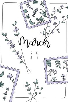 march coloring pages with the word march in black and white, surrounded by images of flowers