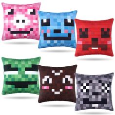 four pillows with different designs on them