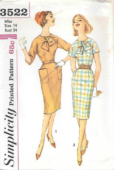 an old fashion sewing pattern for a woman's dress and skirt with bow ties