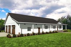 this is an artist's rendering of a two - story barn style home in the country