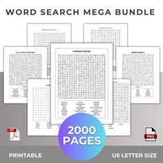 the word search mega bundle includes 200 pages, us letter size and color - by - number