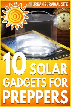 there is a solar gadgets for preppers on the cover of this book and it's title reads 10 solar gadgets