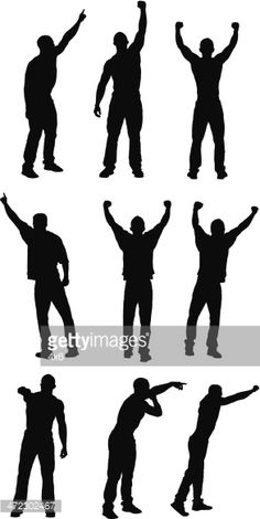 silhouettes of people with arms raised