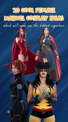 two women dressed as female superheros and one is wearing a costume with red hair