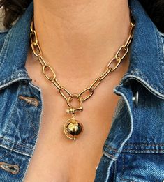 Beautiful gold cable chain with globe charm. Spinning Globe, Necklace Measurements, Convertible Necklace, Beachy Jewelry, Chain Extenders, Gold Choker, Evil Eye Pendant, Necklace Statement, Evil Eye Necklace