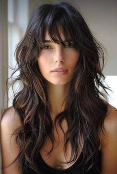 Modern Bangs, Bangs Haircut Ideas, Bangs Fine Hair, Long Layered Hair With Bangs, Haircut Ideas Trendy, Beautiful Highlights, Bangs Haircut, World Hair, Layered Hair With Bangs