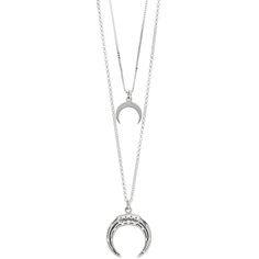 "Complete your chic look when you accessorize with this sterling silver crescent moon necklace. Complete your chic look when you accessorize with this sterling silver crescent moon necklace. Chain length: 18 in. Chain type: cable Metal: sterling silver Plating: rhodium Finish: polished, textured Packaging: boxed Please note, due to the high value of this item, a signature may be required upon delivery. Size: 18"". Gender: female. Age Group: adult." Silver Crescent Charm Necklace, Silver Crescent Clavicle Chain Jewelry, Adjustable Silver Half Moon Necklace, Adjustable Half Moon Silver Necklace, Textured Packaging, Crescent Moon Necklace Silver, Forest Witch, Crescent Necklace, Witch Jewelry