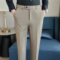 SPECIFICATIONS Material: Polyester Applicable Season: Spring and Autumn Style: Smart Casual Applicable Scene: BUSINESS Front Style: Flat Pant Closure Type: Zipper Fly Gender: MEN Item Type: Suit Pants Fitted Pants With Pockets For Wedding, Elegant Slim Fit Bottoms For Wedding, Tailored Wedding Pants With Pockets, Elegant Slim Fit Wedding Bottoms, Elegant Ankle-length Pants For Wedding, Fitted Black Pants For Wedding, Fitted Dress Pants With Pockets For Party, Fitted Dress Pants For Party, Elegant Dress Pants For Wedding