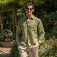 Introducing JAZZ: Men's Linen Shirt, seamlessly blending functionality and style to elevate your wardrobe with its premium features. Fabric: Made with 100% pure linen for exceptional quality Full sleeve shirt with advanced sizing for a perfect fit Lightweight and breathable design ideal for year-round wear Sustainable and embodies slow fashion principles Sizing: Advanced sizing for a perfect fit, including plus sizes Details: Custom button options for added style Upgrade your wardrobe with this Fiji Elopement, Olive Green Linen Shirt, Fashion Principles, Green Linen Shirt, Full Sleeve Shirt, Olive Shirt, Linen Pajamas, Linen Men