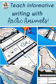 an arctic animal craft with the words teach informative writing with arctic animals